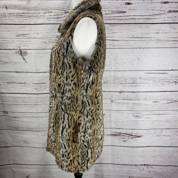 Luciano Dante Faux Fur Cheetah Print Front Pockets Vest Size Small - Picture 4 of 12